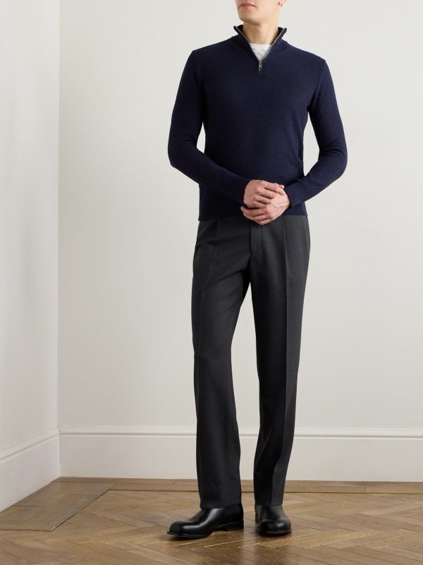 Silk and Cotton-Blend Half-Zip Sweater - OU Silk and Cotton-Blend Half-Zip Sweater - OU