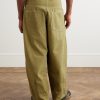 Lush Wide-Leg Pleated Organic Cotton-Canvas Trousers - BK