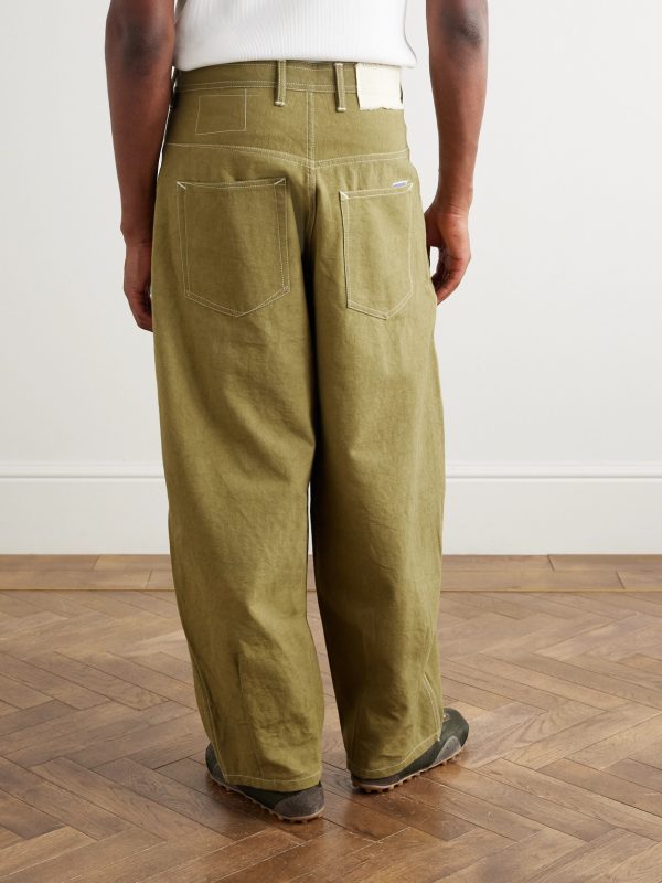 Lush Wide-Leg Pleated Organic Cotton-Canvas Trousers - BK