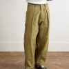 Lush Wide-Leg Pleated Organic Cotton-Canvas Trousers - FR
