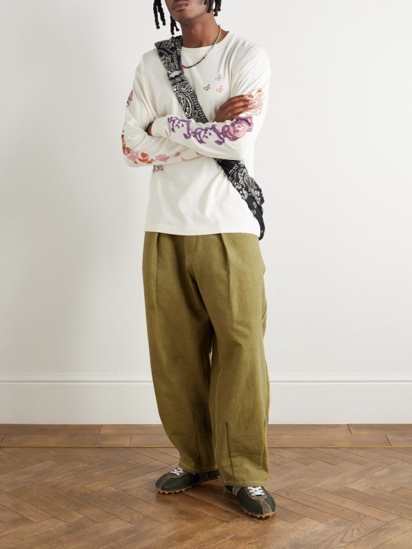Lush Wide-Leg Pleated Organic Cotton-Canvas Trousers - OU