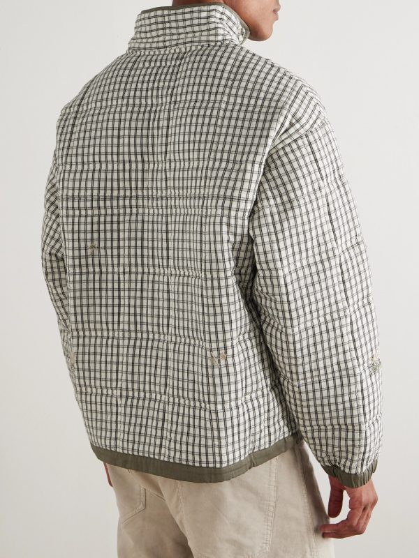 Mineral Quilted Checked Organic Cotton Half-Zip Sweater - BK