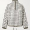 Mineral Quilted Checked Organic Cotton Half-Zip Sweater