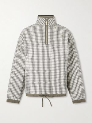 Mineral Quilted Checked Organic Cotton Half-Zip Sweater