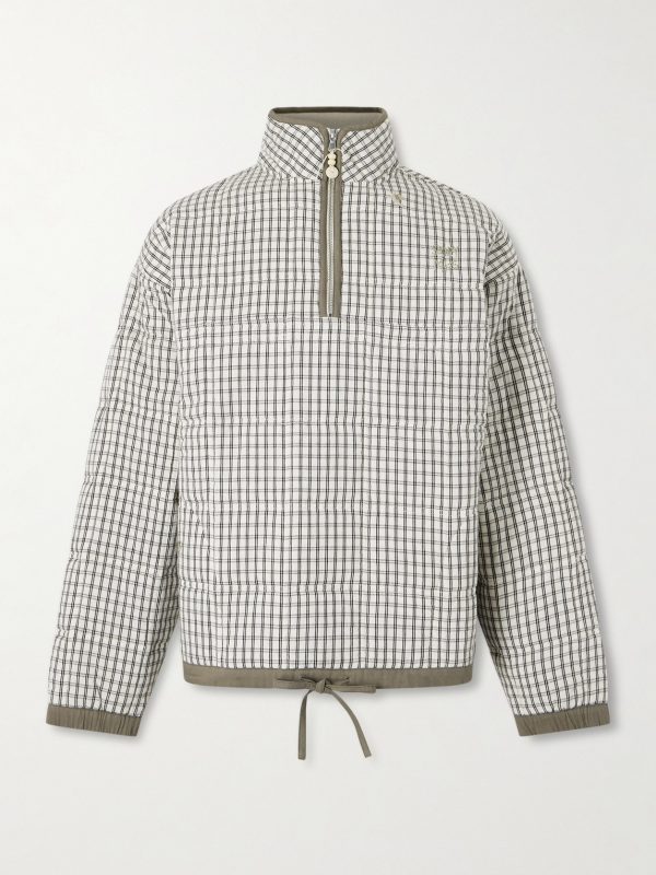 Mineral Quilted Checked Organic Cotton Half-Zip Sweater