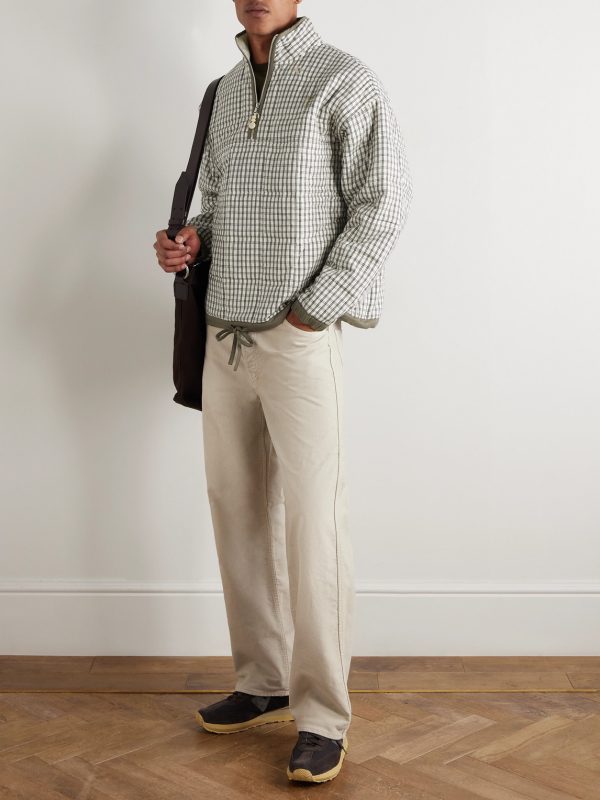 Mineral Quilted Checked Organic Cotton Half-Zip Sweater - OU
