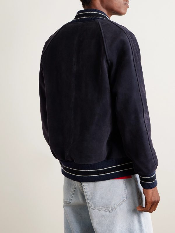 Logo-Appliquéd Suede Varsity Jacket - BK Logo-Appliquéd Suede Varsity Jacket - BK