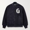 Logo-Appliquéd Suede Varsity Jacket Logo-Appliquéd Suede Varsity Jacket