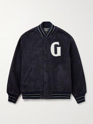 Logo-Appliquéd Suede Varsity Jacket