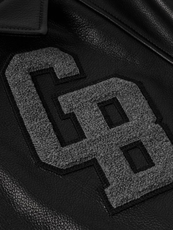 Logo-Appliquéd Full-Grain Leather Varsity Jacket - CU Logo-Appliquéd Full-Grain Leather Varsity Jacket - CU