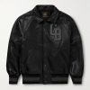 Logo-Appliquéd Full-Grain Leather Varsity Jacket Logo-Appliquéd Full-Grain Leather Varsity Jacket