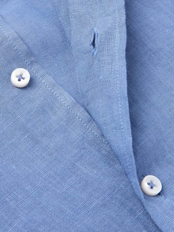 Nick Slim-Fit Cutaway-Collar Linen Shirt - CU