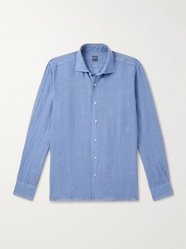 Nick Slim-Fit Cutaway-Collar Linen Shirt