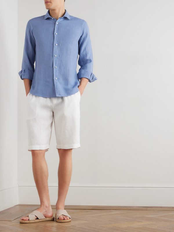 Nick Slim-Fit Cutaway-Collar Linen Shirt - OU