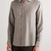 Nick Slim-Fit Cutaway-Collar Linen Shirt - FR