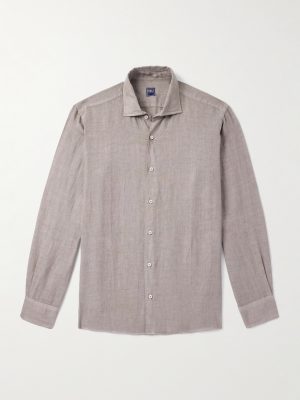 Nick Slim-Fit Cutaway-Collar Linen Shirt Nick Slim-Fit Cutaway-Collar Linen Shirt