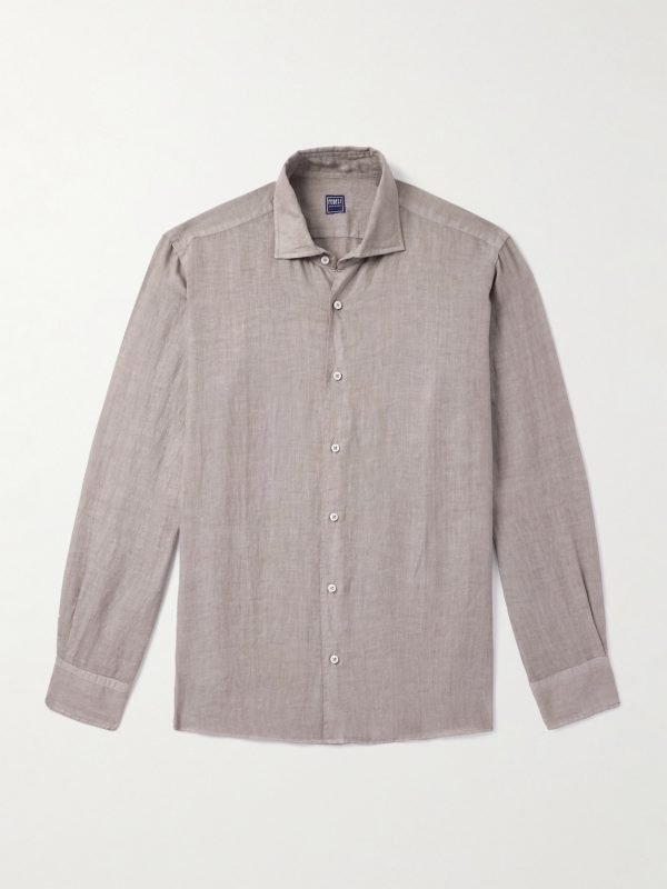 Nick Slim-Fit Cutaway-Collar Linen Shirt