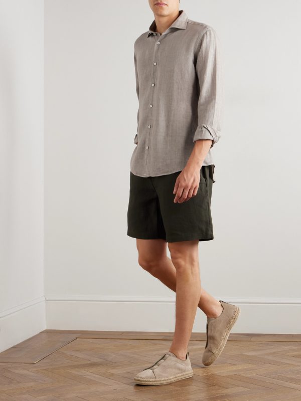 Nick Slim-Fit Cutaway-Collar Linen Shirt - OU