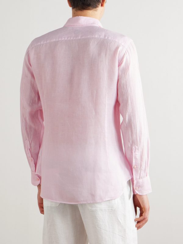 Nick Slim-Fit Cutaway-Collar Linen Shirt - BK Nick Slim-Fit Cutaway-Collar Linen Shirt - BK