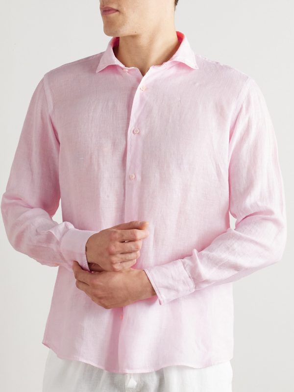 Nick Slim-Fit Cutaway-Collar Linen Shirt - FR Nick Slim-Fit Cutaway-Collar Linen Shirt - FR