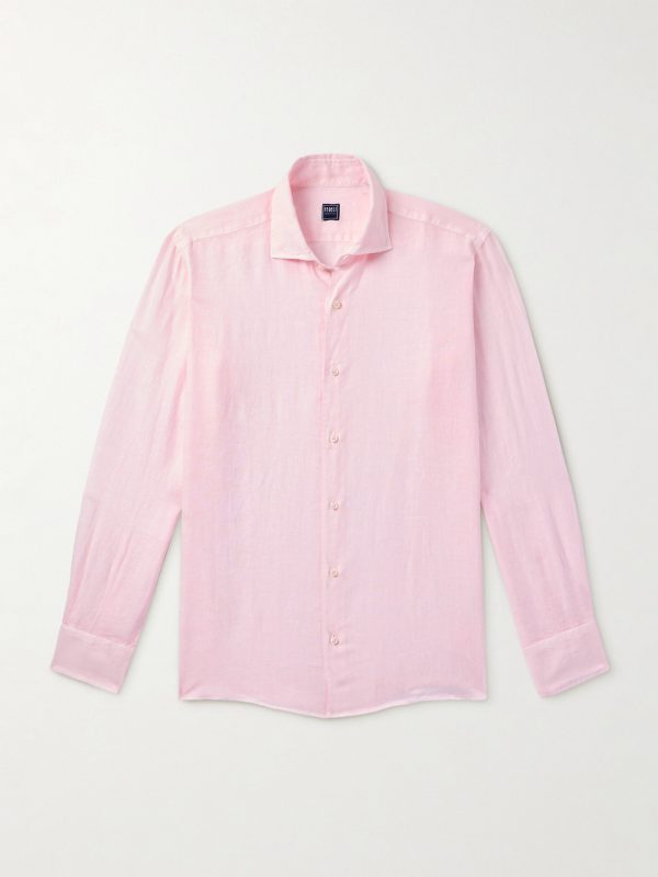 Nick Slim-Fit Cutaway-Collar Linen Shirt Nick Slim-Fit Cutaway-Collar Linen Shirt