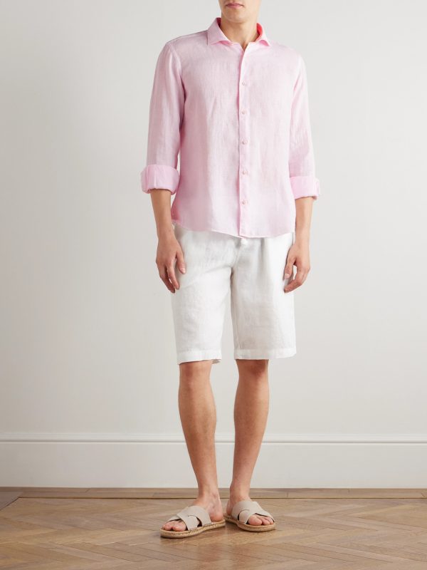 Nick Slim-Fit Cutaway-Collar Linen Shirt - OU Nick Slim-Fit Cutaway-Collar Linen Shirt - OU