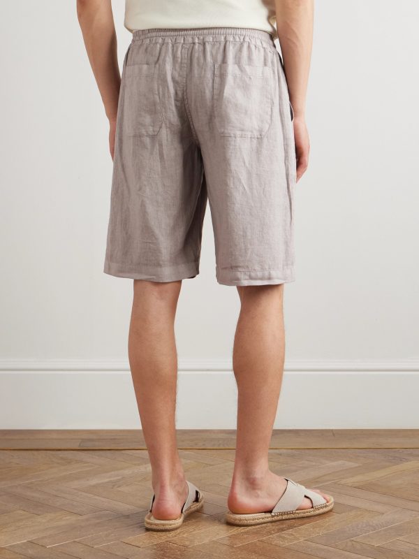 Vico Straight-Leg Linen Drawstring Shorts - BK Vico Straight-Leg Linen Drawstring Shorts - BK