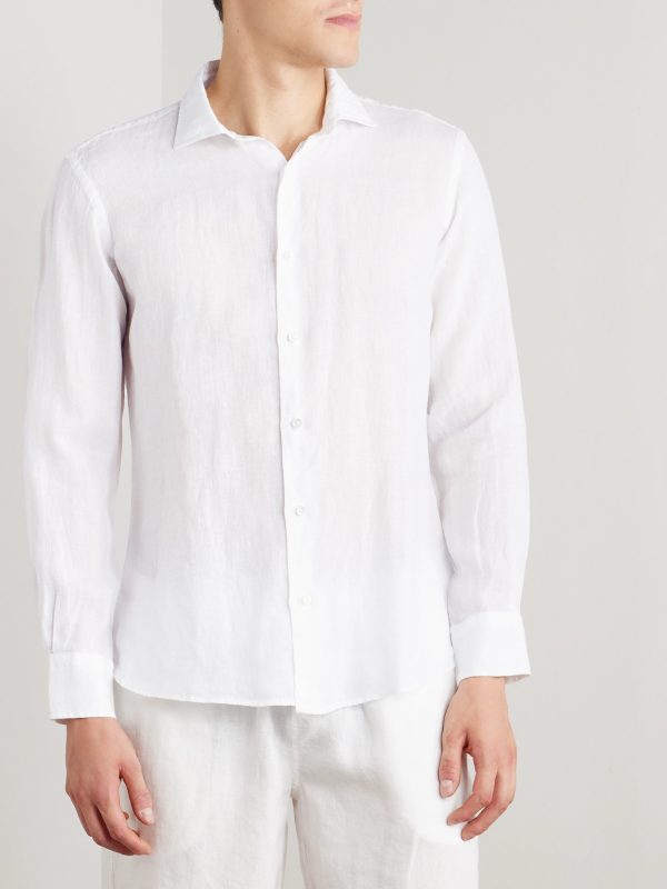 Nick Slim-Fit Cutaway-Collar Linen Shirt - FR Nick Slim-Fit Cutaway-Collar Linen Shirt - FR
