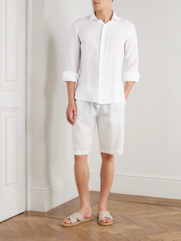 Nick Slim-Fit Cutaway-Collar Linen Shirt - OU Nick Slim-Fit Cutaway-Collar Linen Shirt - OU