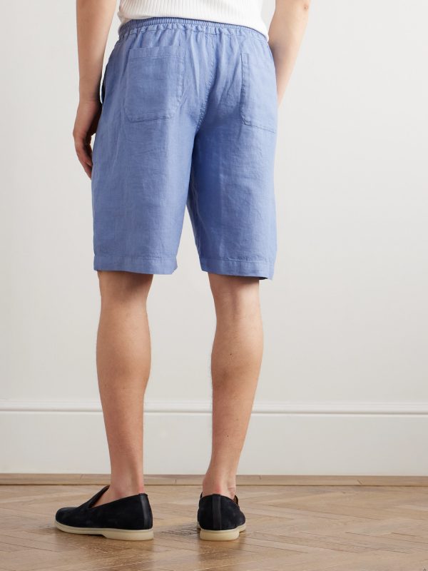 Vico Straight-Leg Linen Drawstring Shorts - BK Vico Straight-Leg Linen Drawstring Shorts - BK