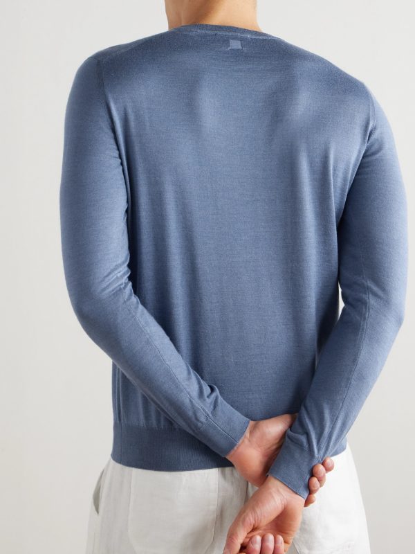 Argentina Slim-Fit Cashmere and Silk-Blend Sweater - BK Argentina Slim-Fit Cashmere and Silk-Blend Sweater - BK