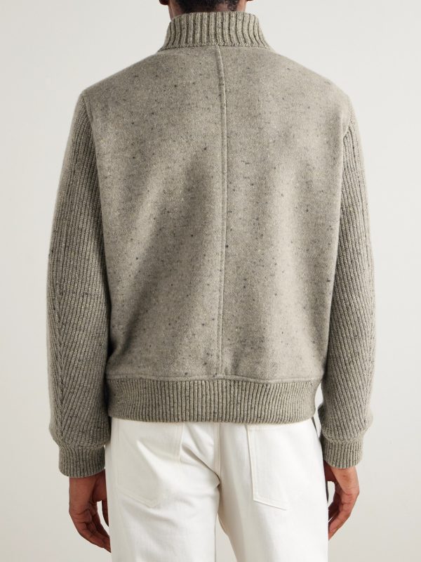 Shawl-Collar Wool and Cashmere-Blend Bomber Jacket - BK Shawl-Collar Wool and Cashmere-Blend Bomber Jacket - BK