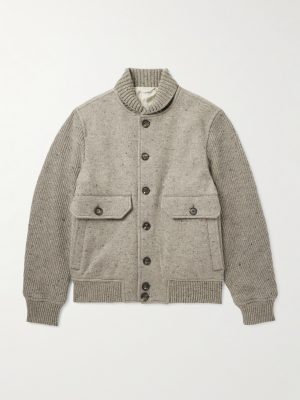 Shawl-Collar Wool and Cashmere-Blend Bomber Jacket Shawl-Collar Wool and Cashmere-Blend Bomber Jacket