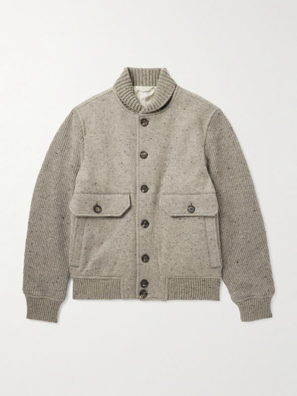 Shawl-Collar Wool and Cashmere-Blend Bomber Jacket Shawl-Collar Wool and Cashmere-Blend Bomber Jacket