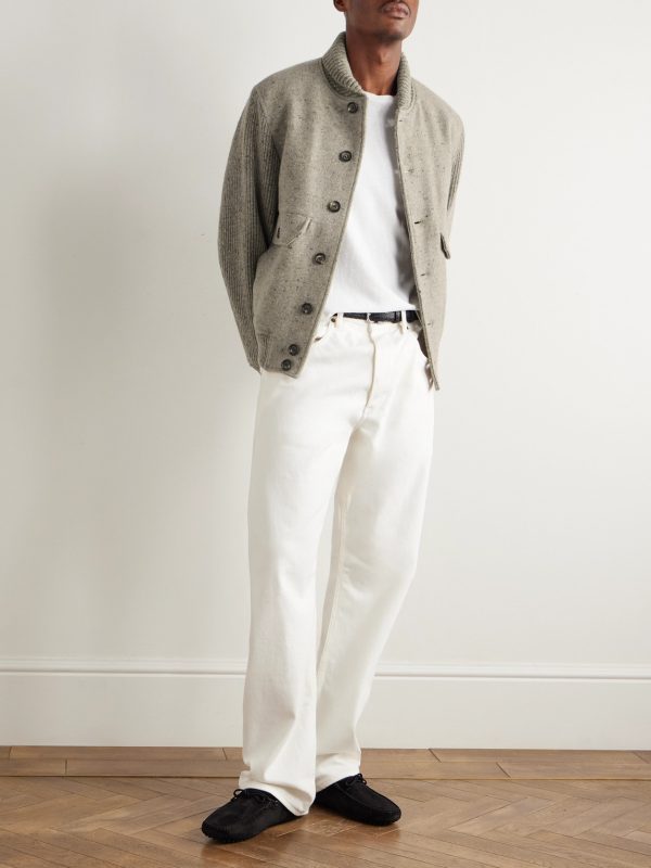 Shawl-Collar Wool and Cashmere-Blend Bomber Jacket - OU Shawl-Collar Wool and Cashmere-Blend Bomber Jacket - OU