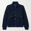 Slim-Fit Ribbed-Knit Trimmed Wool-Blend Bomber Jacket
