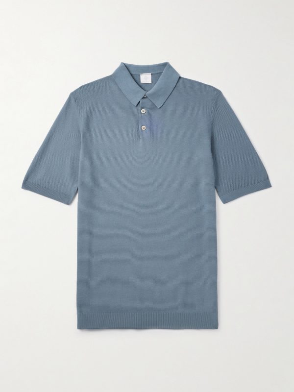 Slim-Fit Ribbed Cotton Polo Shirt