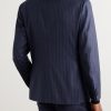 Double-Breasted Pinstriped Wool Suit Jacket - BK Double-Breasted Pinstriped Wool Suit Jacket - BK