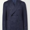 Double-Breasted Pinstriped Wool Suit Jacket Double-Breasted Pinstriped Wool Suit Jacket