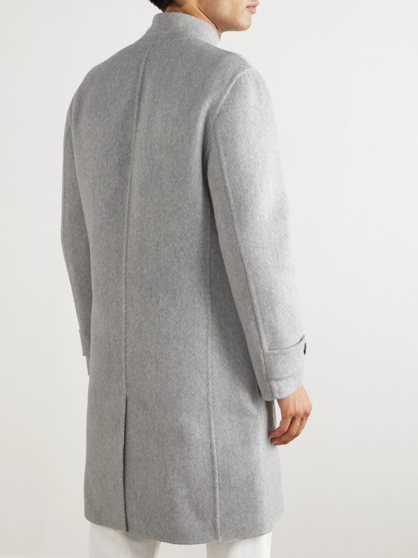Herringbone Wool and Cashmere-Blend Overcoat - BK Herringbone Wool and Cashmere-Blend Overcoat - BK