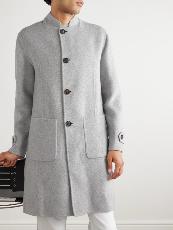 Herringbone Wool and Cashmere-Blend Overcoat - FR Herringbone Wool and Cashmere-Blend Overcoat - FR