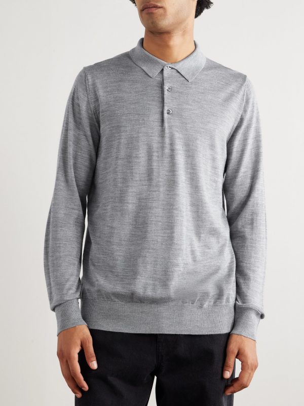 Wool, Silk and Cashmere-Blend Polo Shirt - FR Wool, Silk and Cashmere-Blend Polo Shirt - FR