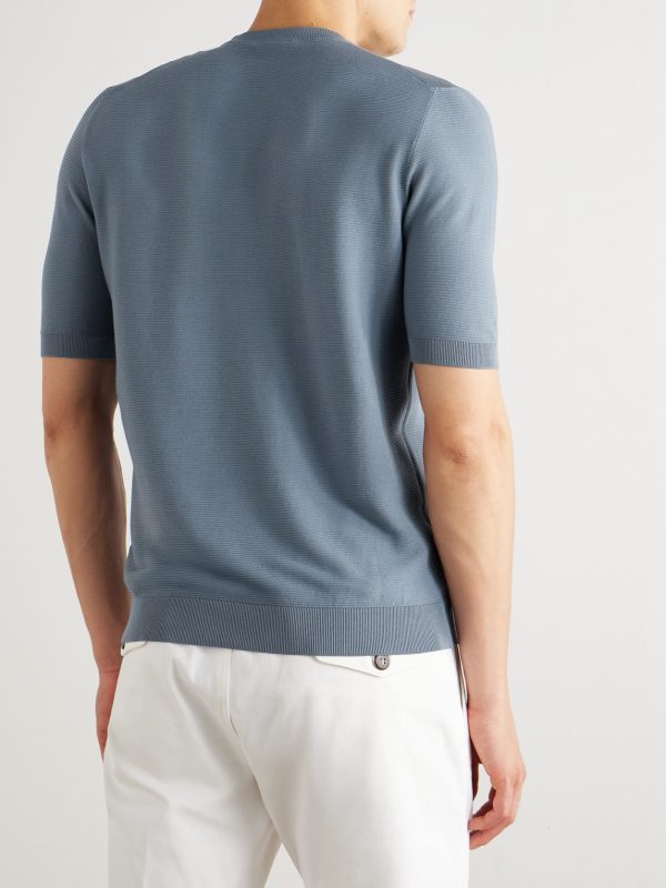 Slim-Fit Ribbed Cotton T-Shirt - BK