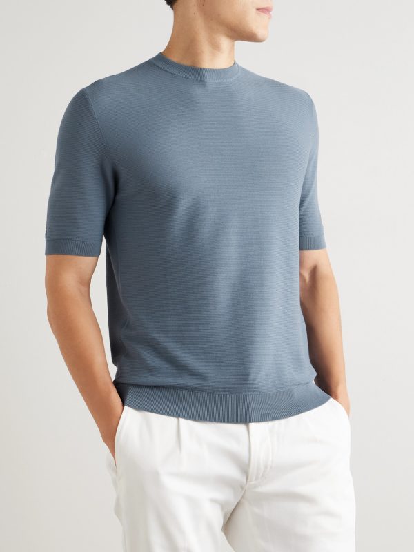 Slim-Fit Ribbed Cotton T-Shirt - FR
