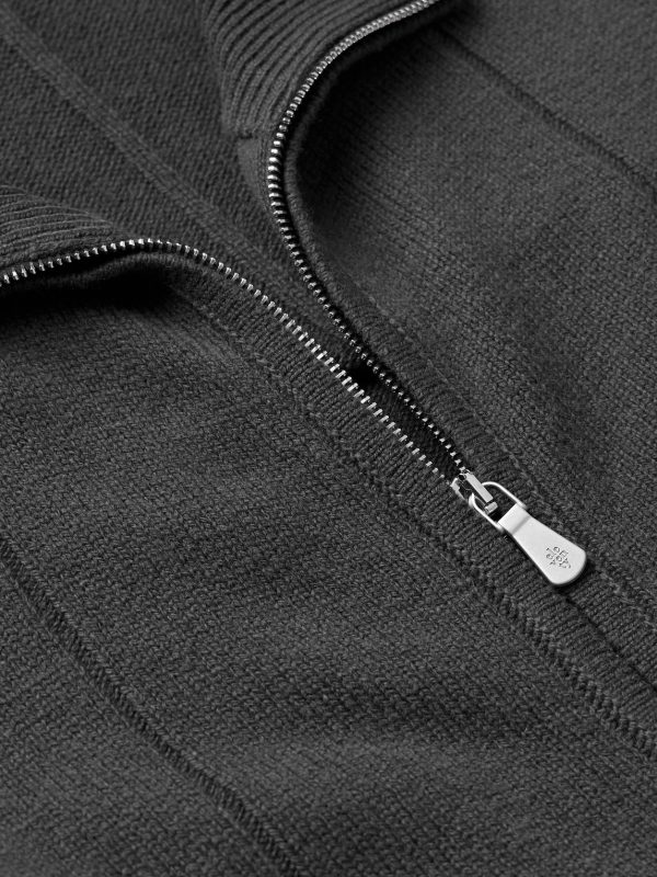 Ribbed Wool Zip-Up Cardigan - CU Ribbed Wool Zip-Up Cardigan - CU