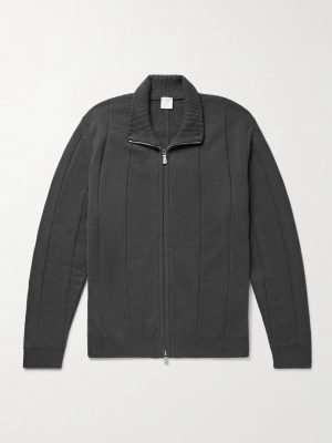 Ribbed Wool Zip-Up Cardigan Ribbed Wool Zip-Up Cardigan