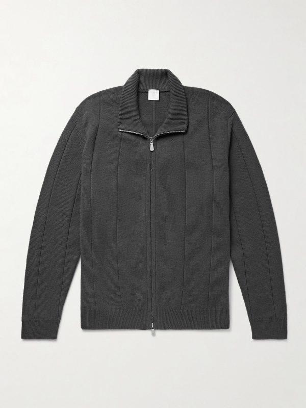 Ribbed Wool Zip-Up Cardigan Ribbed Wool Zip-Up Cardigan