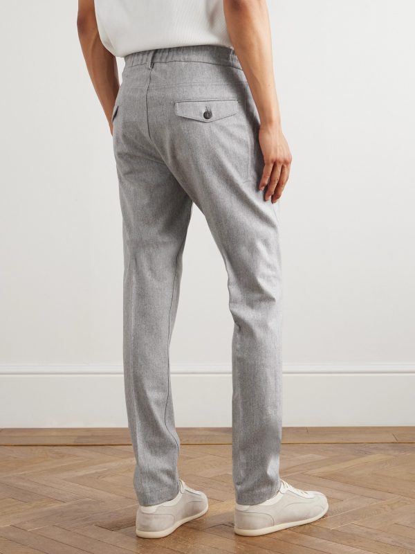 Slim-Fit Straight-Leg Pleated Stretch Wool and Cashmere-Blend Drawstring Trousers - BK Slim-Fit Straight-Leg Pleated Stretch Wool and Cashmere-Blend Drawstring Trousers - BK