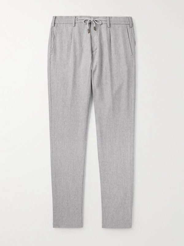 Slim-Fit Straight-Leg Pleated Stretch Wool and Cashmere-Blend Drawstring Trousers Slim-Fit Straight-Leg Pleated Stretch Wool and Cashmere-Blend Drawstring Trousers