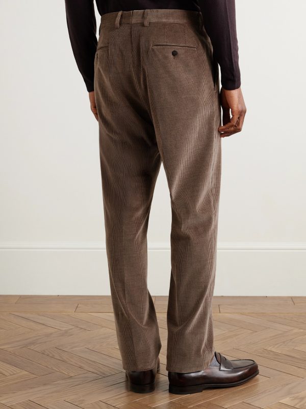 Slim-Fit Straight-Leg Cotton-Blend Corduroy Suit Trousers - BK Slim-Fit Straight-Leg Cotton-Blend Corduroy Suit Trousers - BK